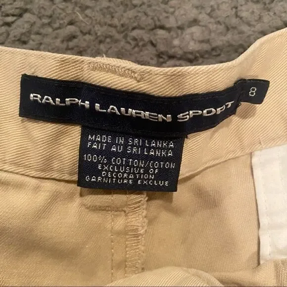 Ralph Lauren Sport Khaki Flat Front Shorts Size 8 - Picture 4 of 10